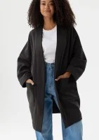 Muva - Oversizowa narzutka kimono z grubej dzianiny Black