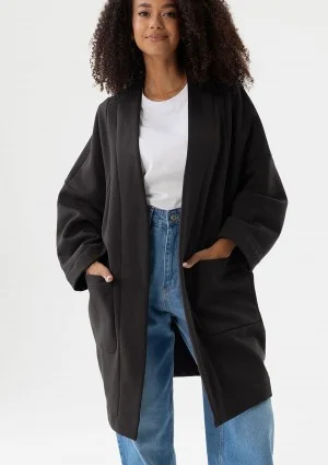 Muva - Oversizowa narzutka kimono z grubej dzianiny Black