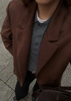 Brune - Brown faux suede blazer