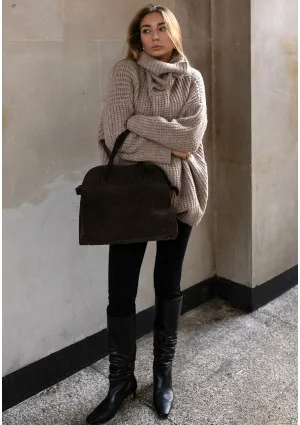 Stor - Sweter z golfem oversize Latte