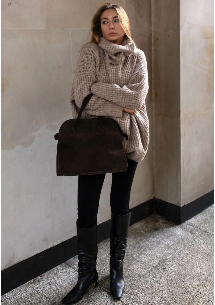 Stor - Sweter z golfem oversize Latte