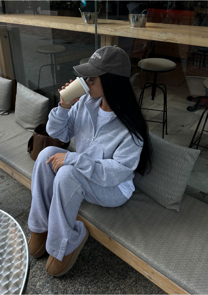 Tide - College'owa bluza z półgolfem i kieszenią Grey Melange