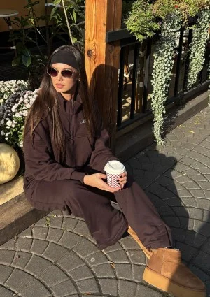 Tide - Dark brown zipped college jumper