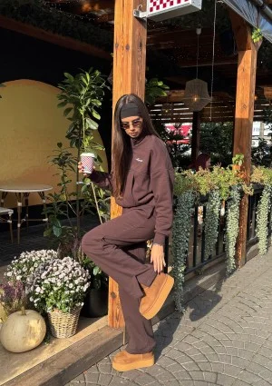 Tide - Dark brown zipped college jumper