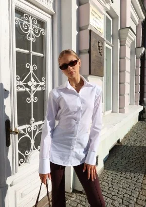 Isay - White slim fit shirt with pads