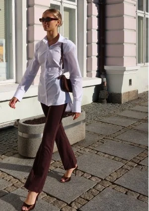 Isay - White slim fit shirt with pads