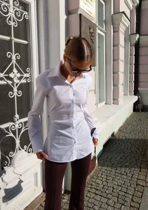 Isay - White slim fit shirt with pads