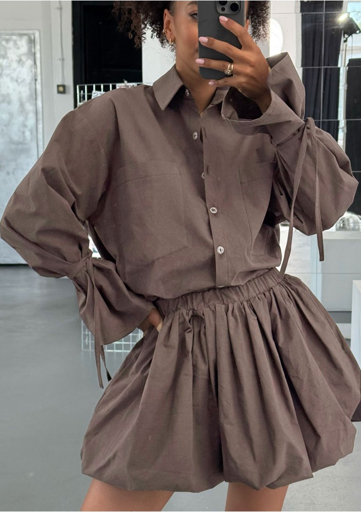 Floe - Latte beige cotton mini bomb shirt