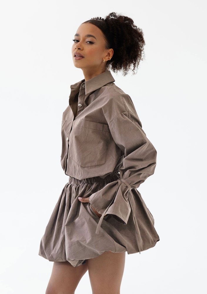 Floe - Latte beige cotton mini bomb shirt