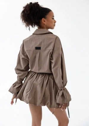 Floe - Latte beige cotton mini bomb shirt