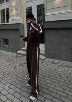 Sway - Spodnie dresowe z kontrastowym lampasem Brązowe