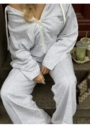 Bane - Light melange oversize zipped hoodie