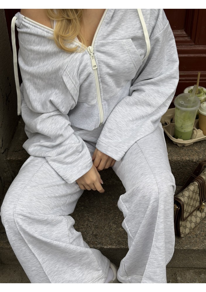Bane - Light melange oversize zipped hoodie