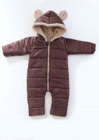 Brown winter onesie with teddy ears