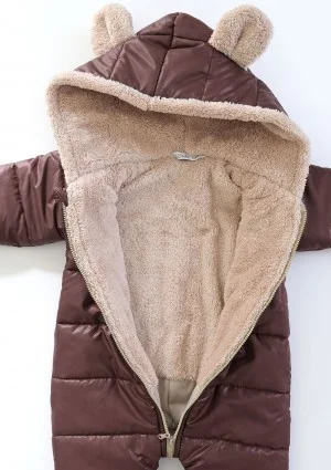 Black winter onesie with teddy ears