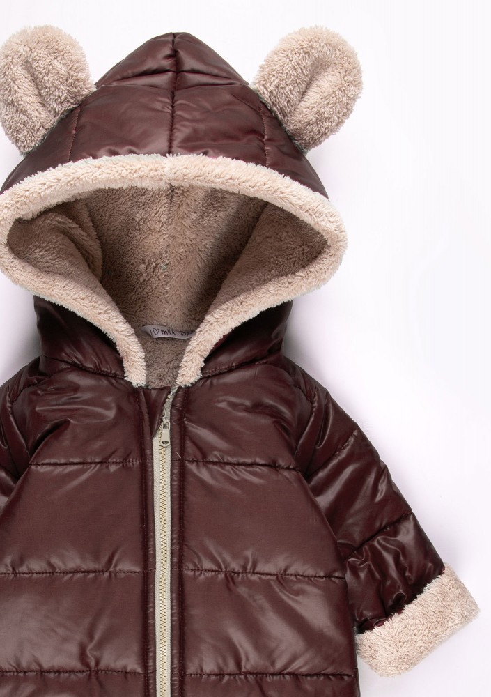Kombinezon zimowy dziecięcy z uszami Brązowy