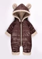 Brown winter onesie with teddy ears