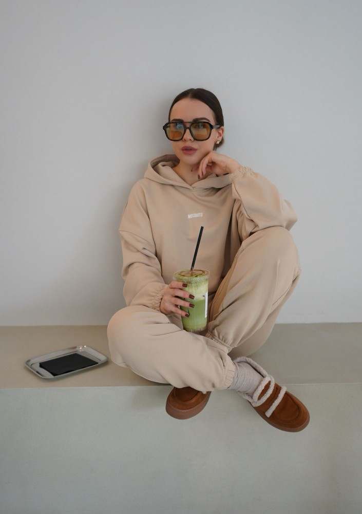 Icon - Bluza z kapturem i ściągaczem Sand Beige