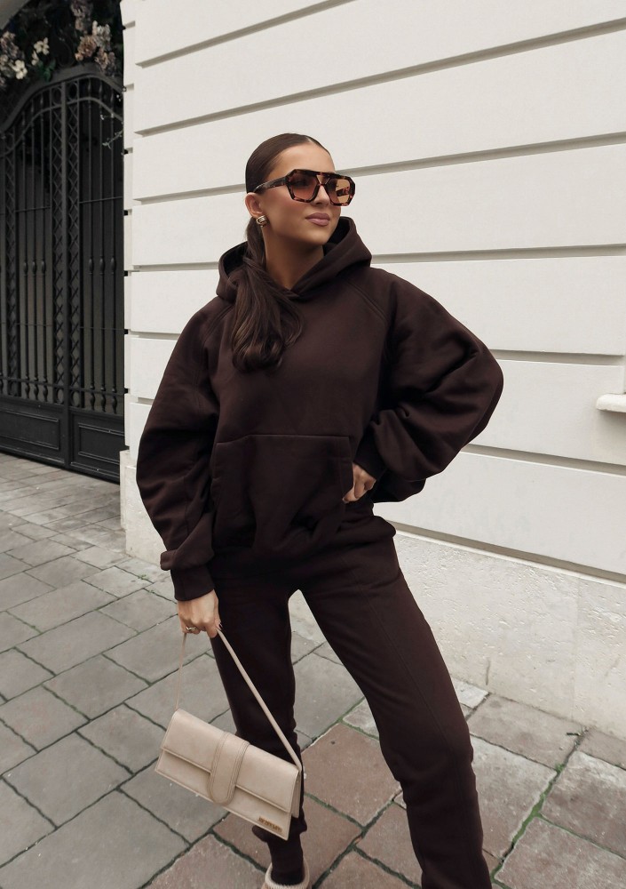 Mesh - Bluza kangurka oversize Dark Chocolate