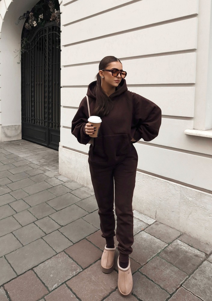 Mesh - Dark chocolate brown oversize hoodie