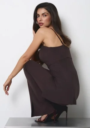 Deni - Brown fitted trousers