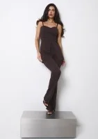 Deni - Brown fitted trousers