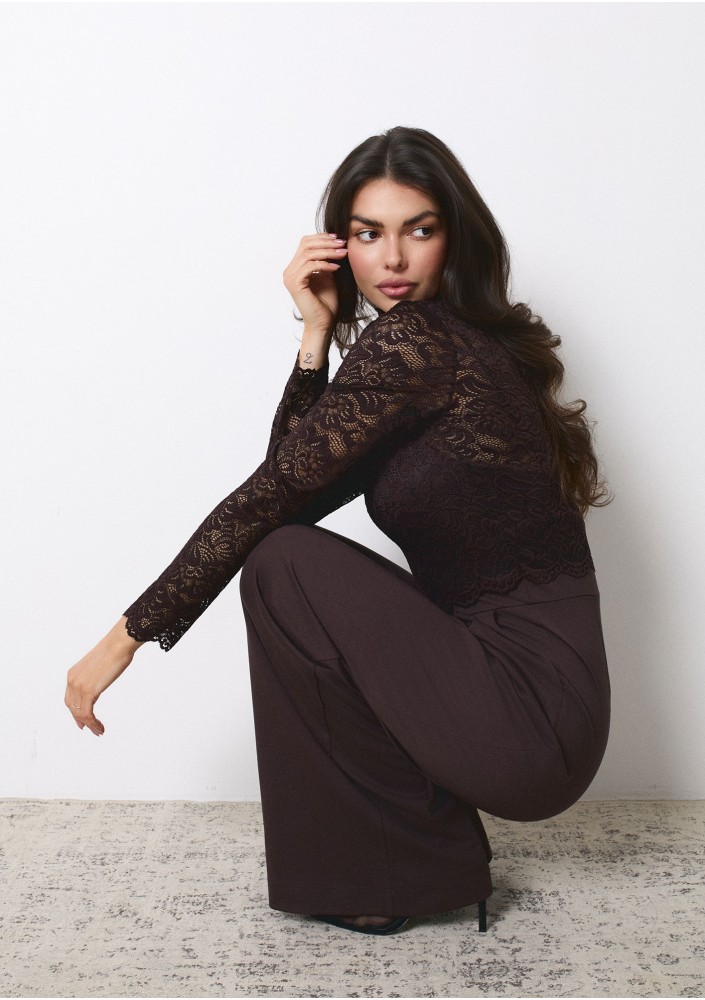 Poise - Brown jumpsuit with a lace top