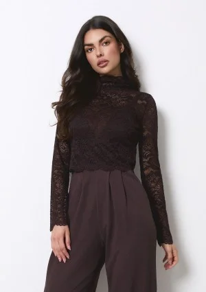 Poise - Brown jumpsuit with a lace top
