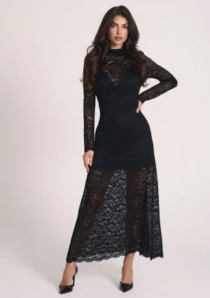 Claire - Black two-layers maxi dress