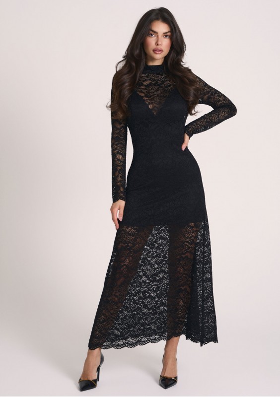 Claire - Black two-layers maxi dress