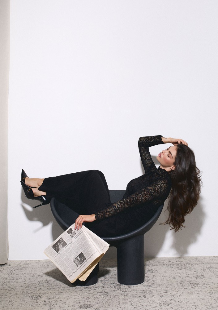 Poise - Black jumpsuit with a lace top