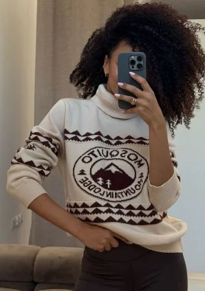 Lodge - Ecru sweater with a jacquard pattern "mountain"