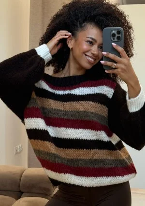 Snug Stripe - Cozy brown striped sweater