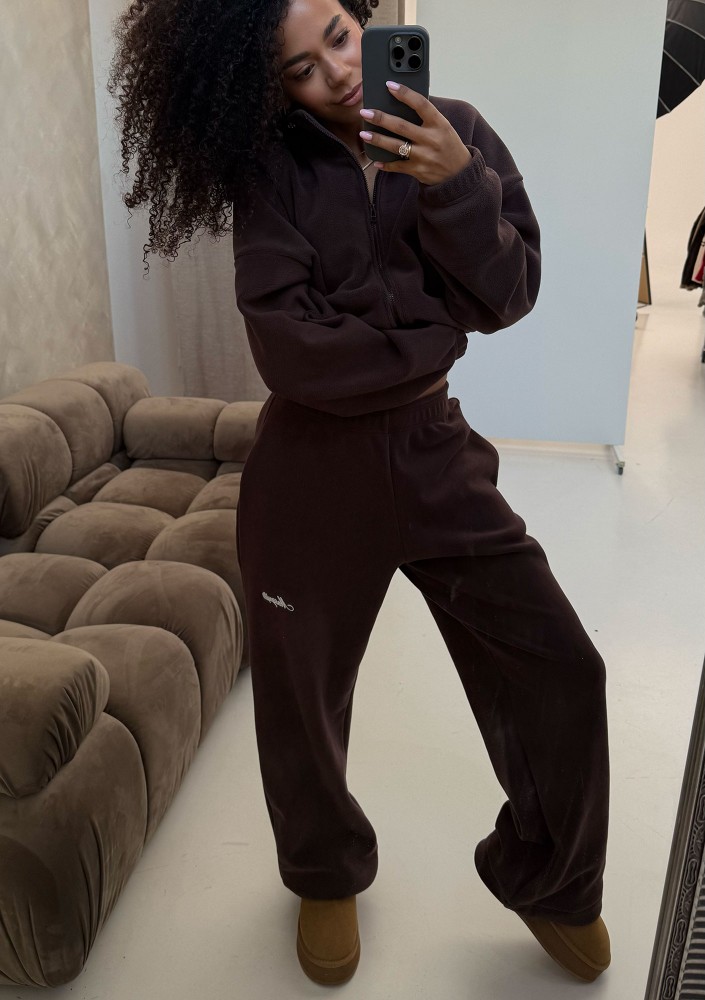 Glide - Zipped up latte brown microfleece jumper