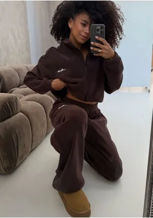 Glide - Zipped up latte brown microfleece jumper