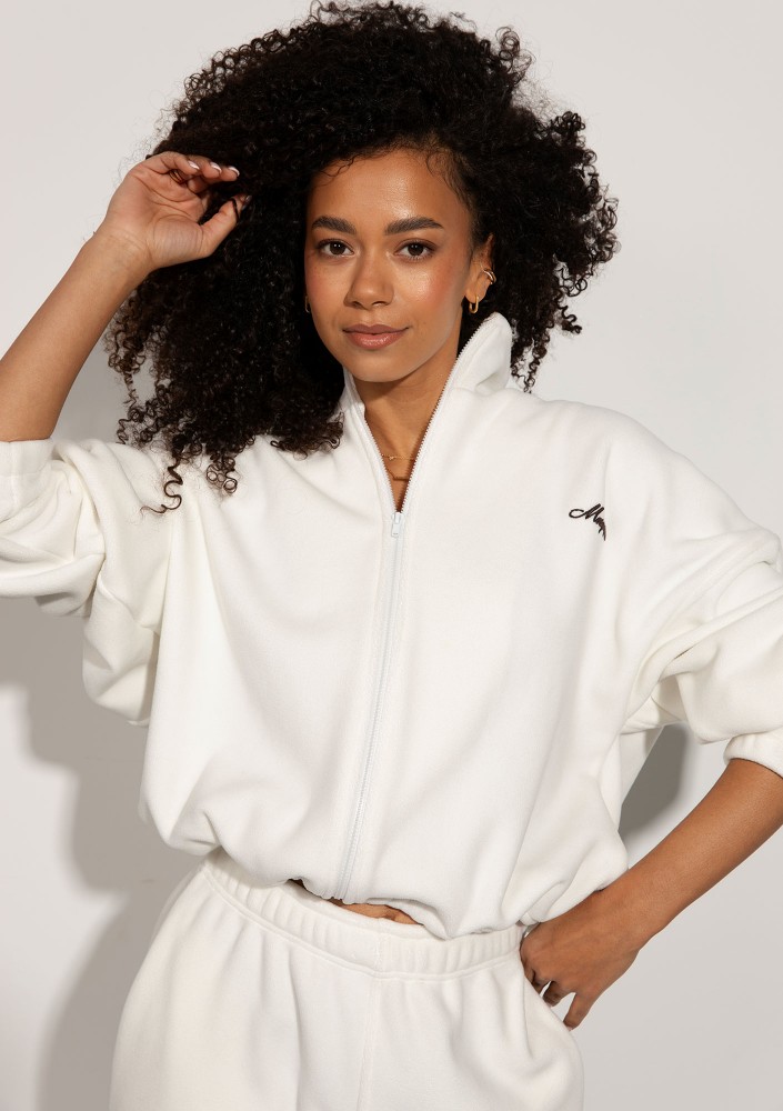 Glide - Zipped up ecru microfleece jumper