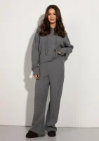 Barro - Melange grey knitted in stripes pants