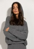 Barro - Melange grey knitted in stripes hoodie