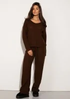 Misti - Brown waffle weaved pants