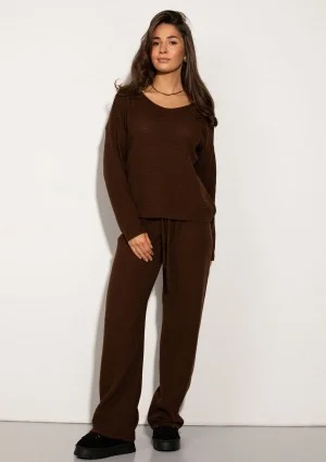 Misti - Brown waffle weaved pants