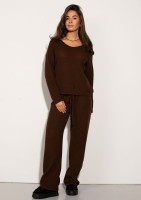 Misti - Miękki sweter dzianinowy o waflowym splocie Brązowy