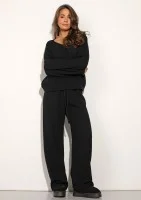 Misti - Black waffle weaved pants