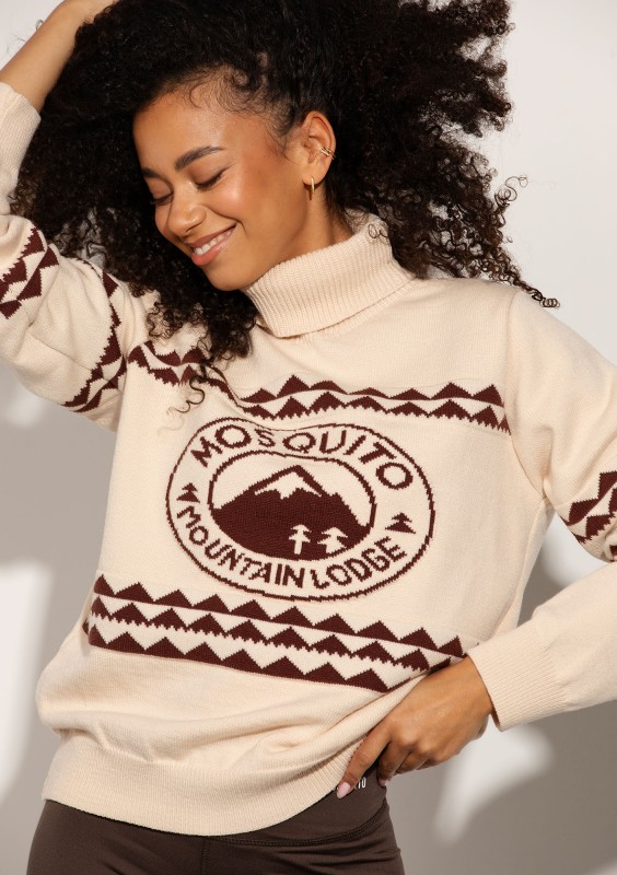 Lodge - Ecru sweater with a jacquard pattern "mountain"