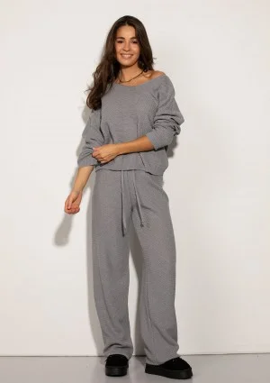 Misti - Melange grey waffle weaved sweater