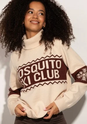 Lodge - Ecru sweater with a jacquard pattern "ski club"