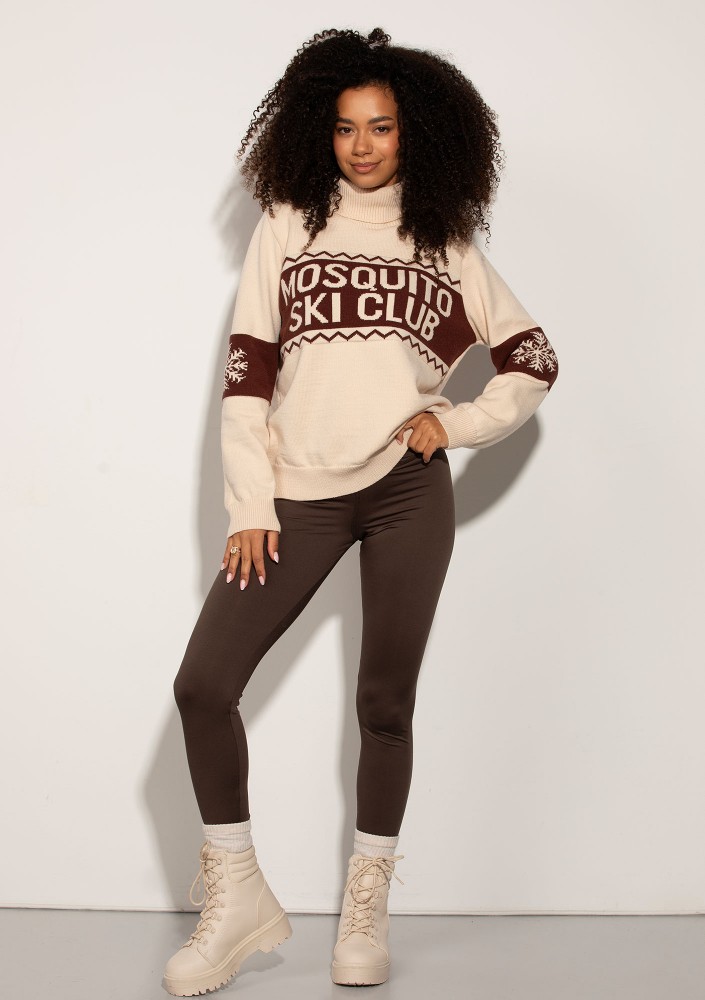 Lodge - Ecru sweater with a jacquard pattern "ski club"