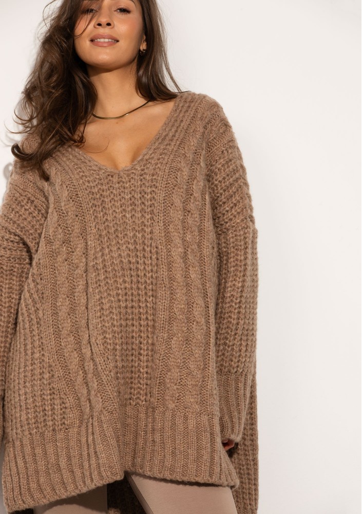 Lofty Long - Super oversized latte beige sweater