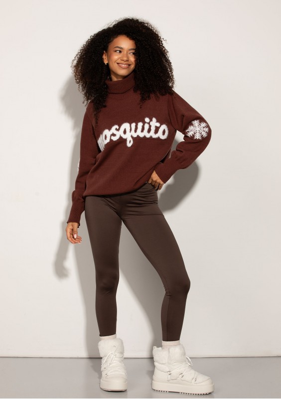 Flurry - Brown sweater with a fluffy logo and snowflakes
