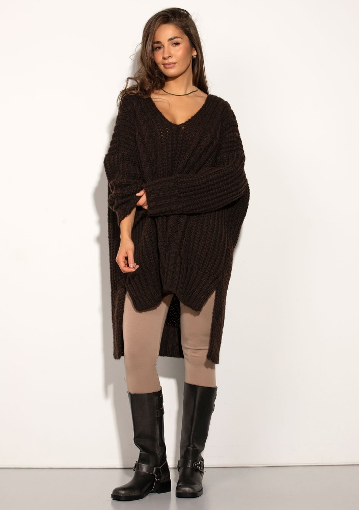 Lofty Long - Super oversized dark brown sweater