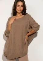 Soft Haze – Miękki sweter oversize z lekkim włosem Latte